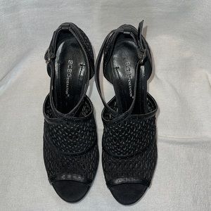 BCBGeneration Black Mesh Suede Heels Size 9